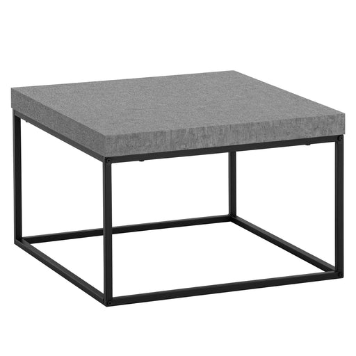 Couchtisch 60x60x38cm Beton-Optik Grau mit quadratischer Tischplatte und schwarzem Metallgestell in Gesamtansicht.