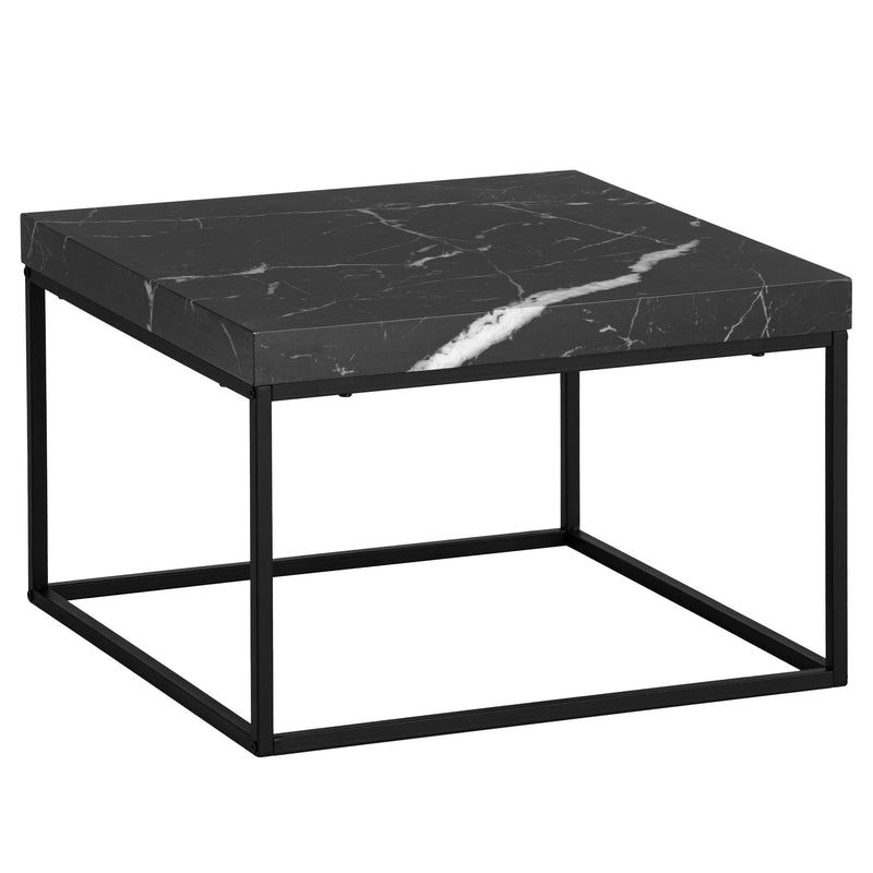 Couchtisch 60x60x38cm Marmor-Optik Schwarz Metallbeine Modern Design