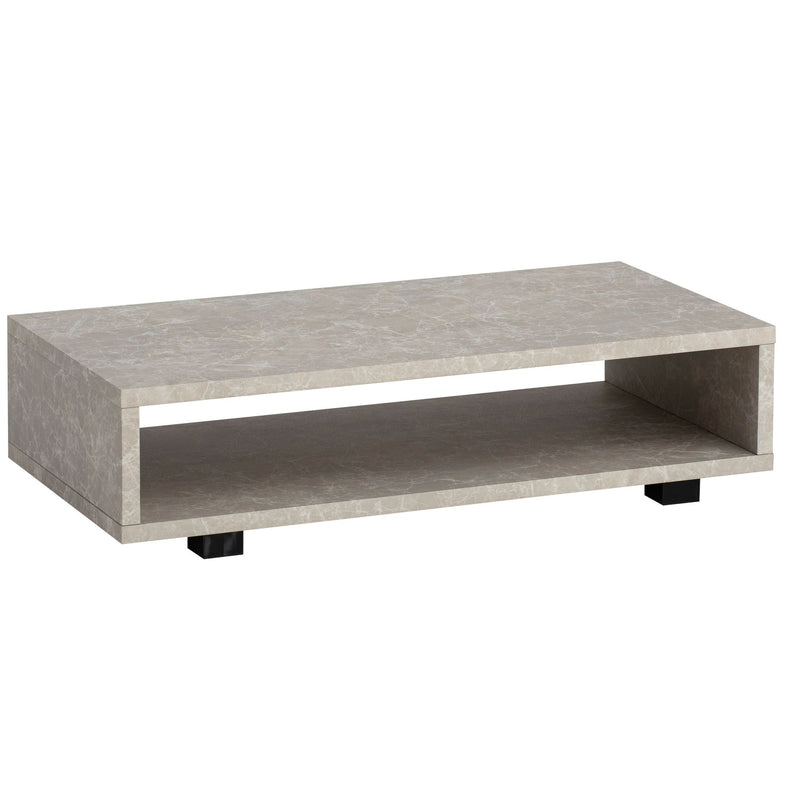 Couchtisch 100x50x25cm Sandfarben Stein-Optik Stauraum Modern