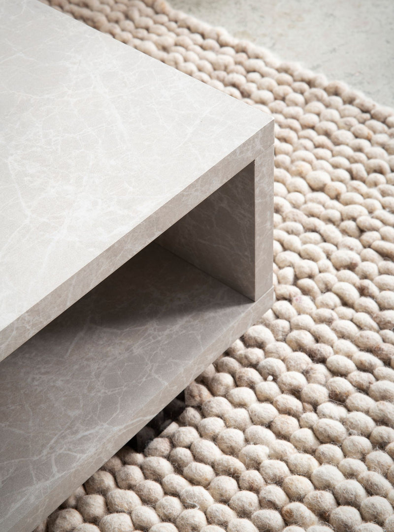Couchtisch 100x50x25cm Sandfarben Stein-Optik Stauraum Modern