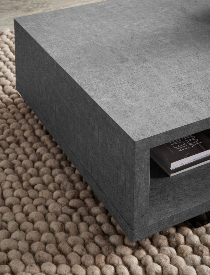 Couchtisch Beton-Optik 100x50x25cm Grau Rechteckig mit Stauraum Modern