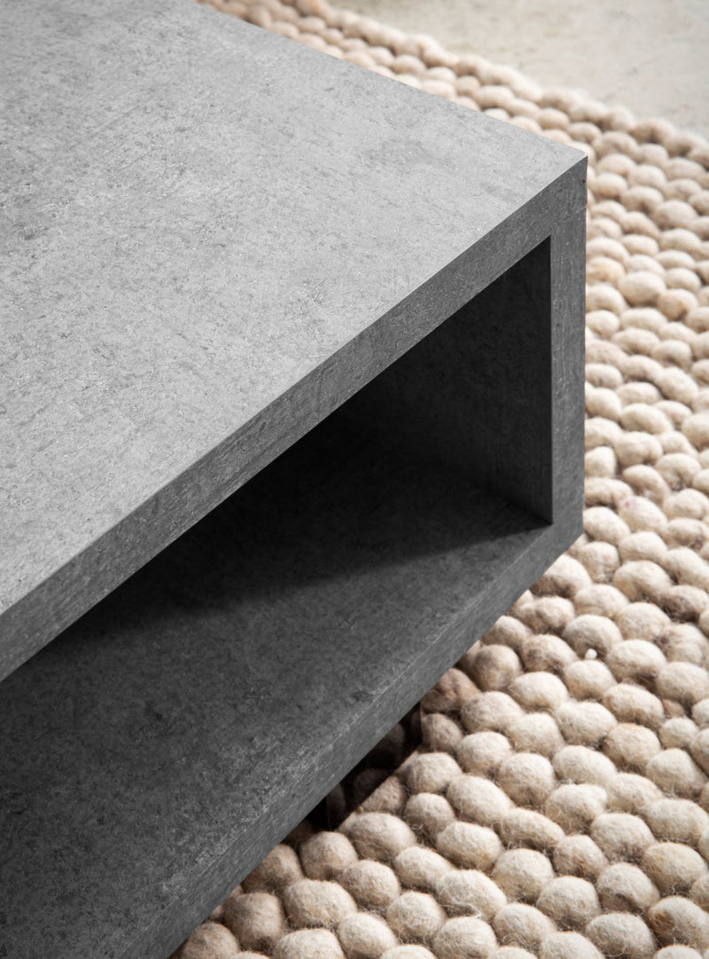 Couchtisch Beton-Optik 100x50x25cm Grau Rechteckig mit Stauraum Modern
