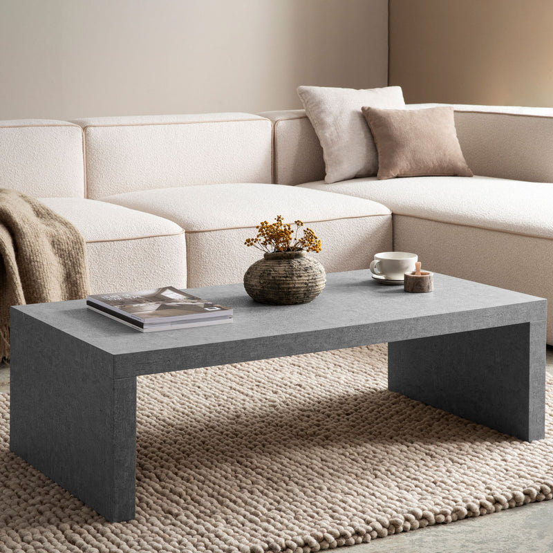 Couchtisch 110x55x35cm Beton-Optik Grau Rechteckig Design Wohnzimmertisch