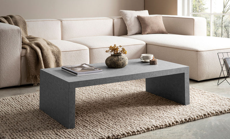 Couchtisch 110x55x35cm Beton-Optik Grau Rechteckig Design Wohnzimmertisch