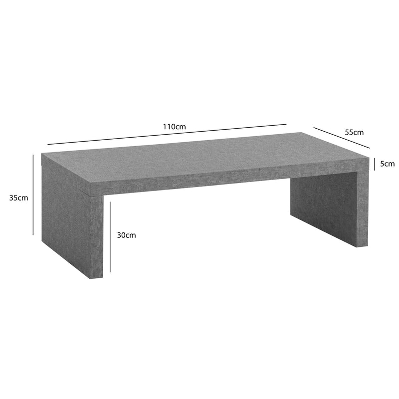 Couchtisch 110x55x35cm Beton-Optik Grau Rechteckig Design Wohnzimmertisch