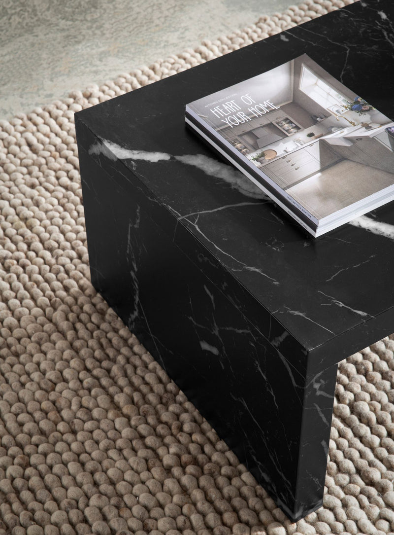 Couchtisch 110x55x35cm Schwarz Marmor-Optik Rechteckig Design