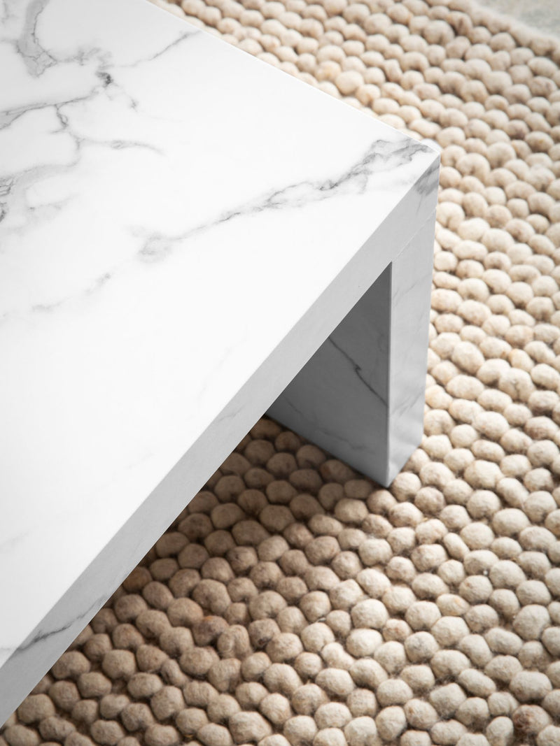 Couchtisch 110x55x35cm Weiß Marmor-Optik Rechteckig Design