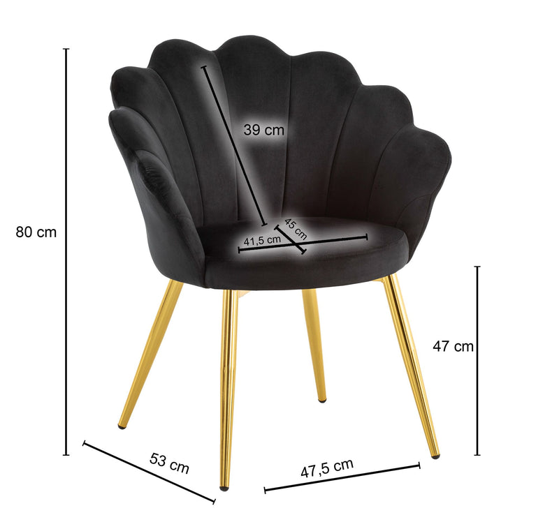 Esszimmerstuhl Tulpe Samt Schwarz Goldbeine Skandinavisches Design