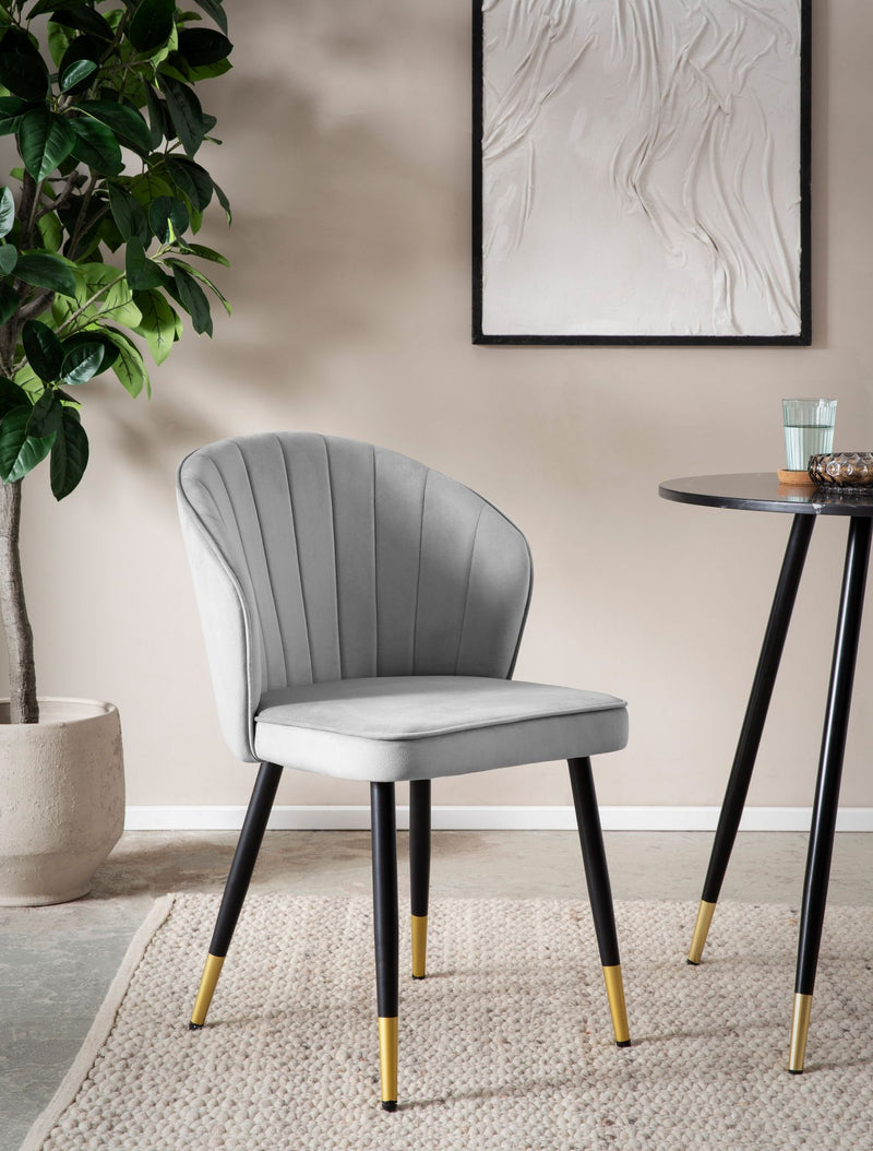 Esszimmerstuhl 2er Set Samt Grau Metallbeine Skandinavisches Design