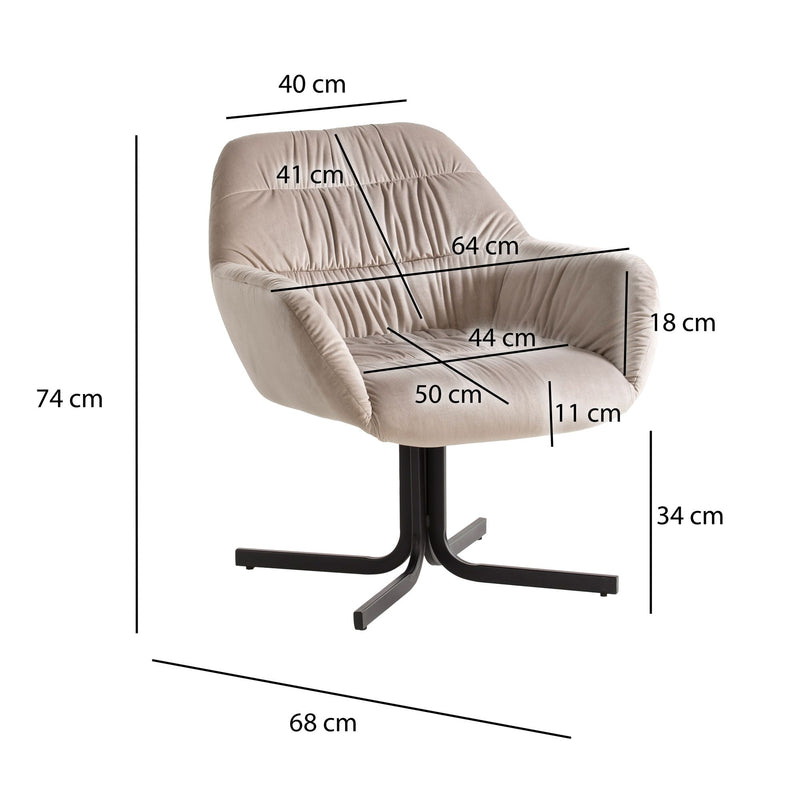 Loungesessel Samt Beige Metallbeine gepolstert mit Armlehnen