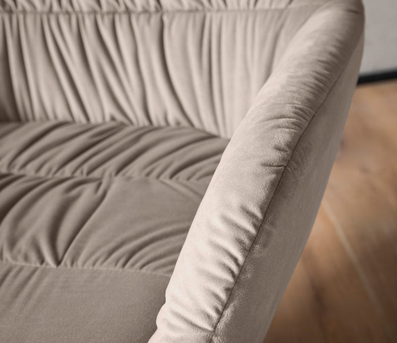 Loungesessel Samt Beige Metallbeine gepolstert mit Armlehnen