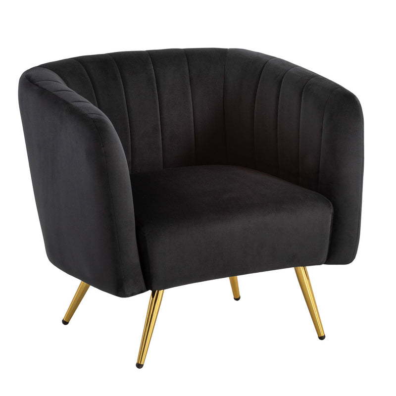 Loungesessel Samt Schwarz gepolstert Metallbeine Design Cocktailsessel