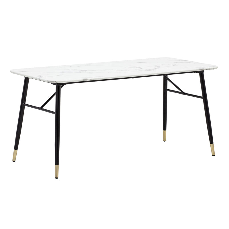 Esszimmertisch 200x90 Marmor-Optik Weiß Metallbeine Rechteckig Modern