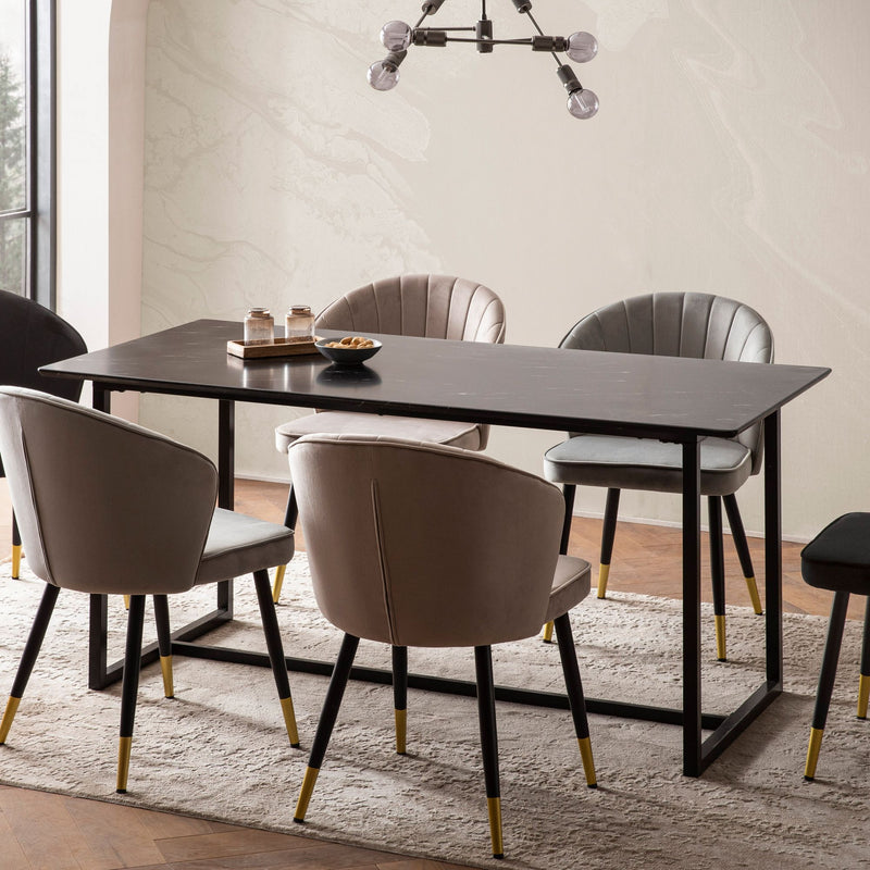 Esszimmertisch 160x80 Marmor-Optik Schwarz Metallbeine Modern