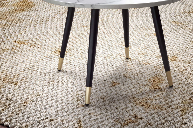 Couchtisch 60x60x41cm Marmoroptik Weiß Metallgestell Modern Rund