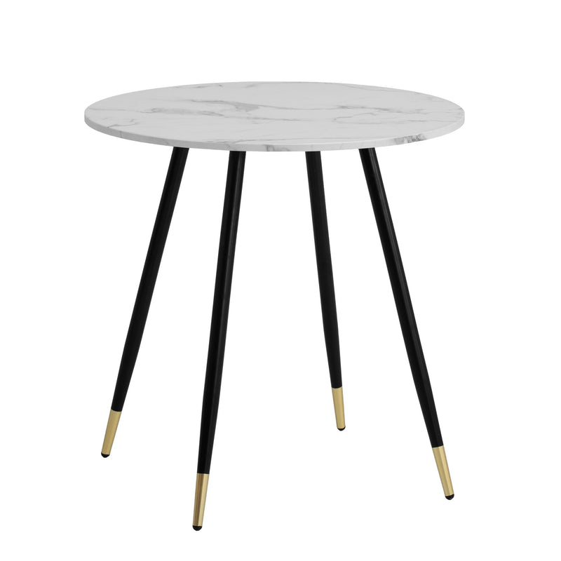 Esszimmertisch 75x75x76cm Marmor-Optik Weiß Metallbeine Rund Modern