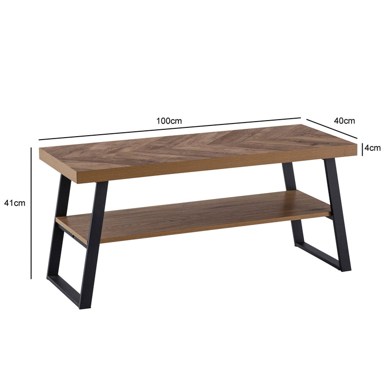 Schuhbank 100x41x40cm Eiche-Dekor Fischgrät Stauraum Flur Ablage
