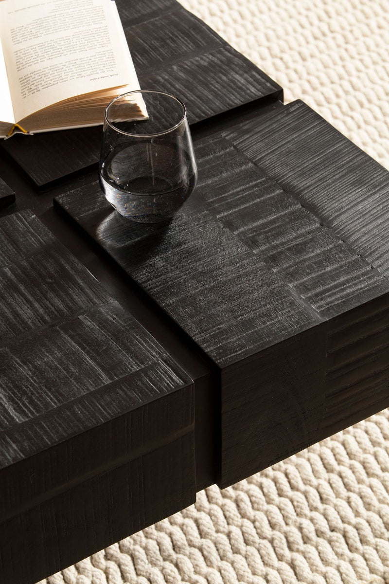 Couchtisch Mango Massivholz 60x60x40cm Metallgestell Cube Schwarz