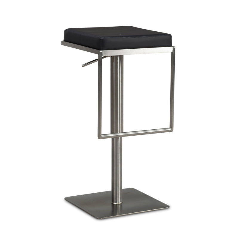 Barhocker Schwarz Kunstleder Edelstahl Drehbar Höhenverstellbar Modern