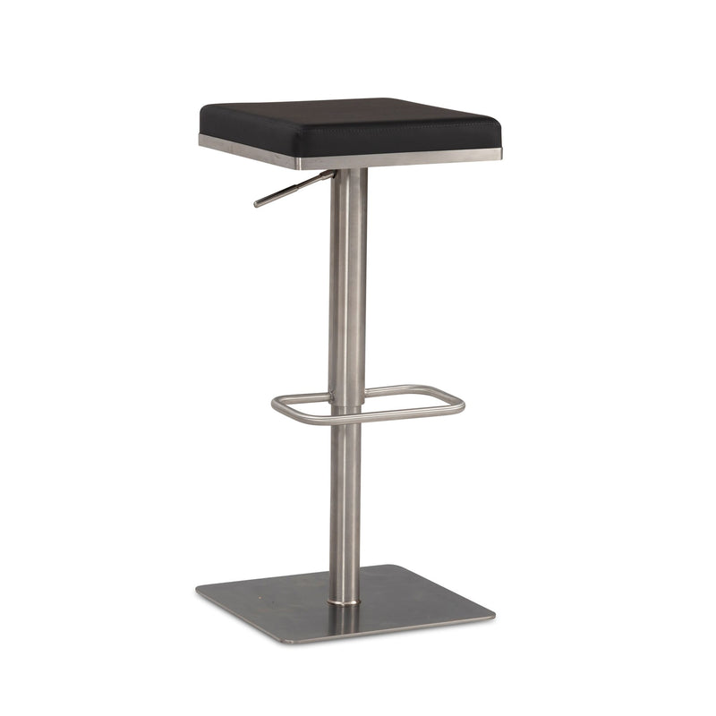 Barhocker Schwarz Kunstleder Edelstahl Drehbar Höhenverstellbar Modern