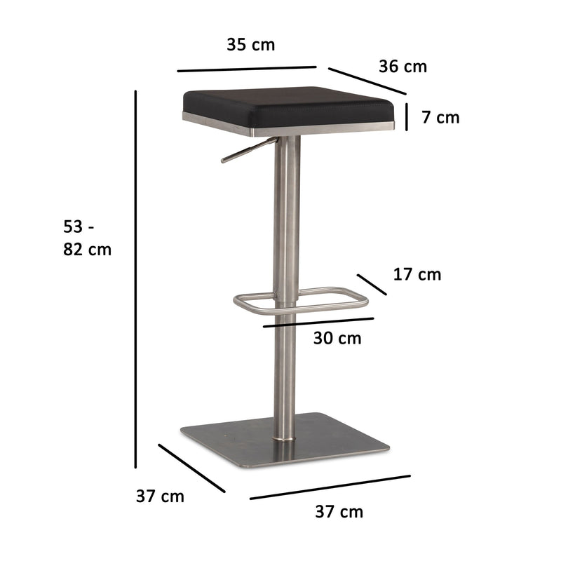 Barhocker Schwarz Kunstleder Edelstahl Drehbar Höhenverstellbar Modern