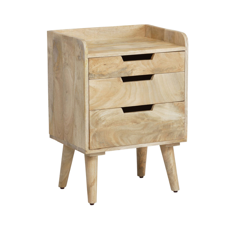 Nachttisch Mango Massivholz 3 Schubladen Hellbraun 45x33x63 cm