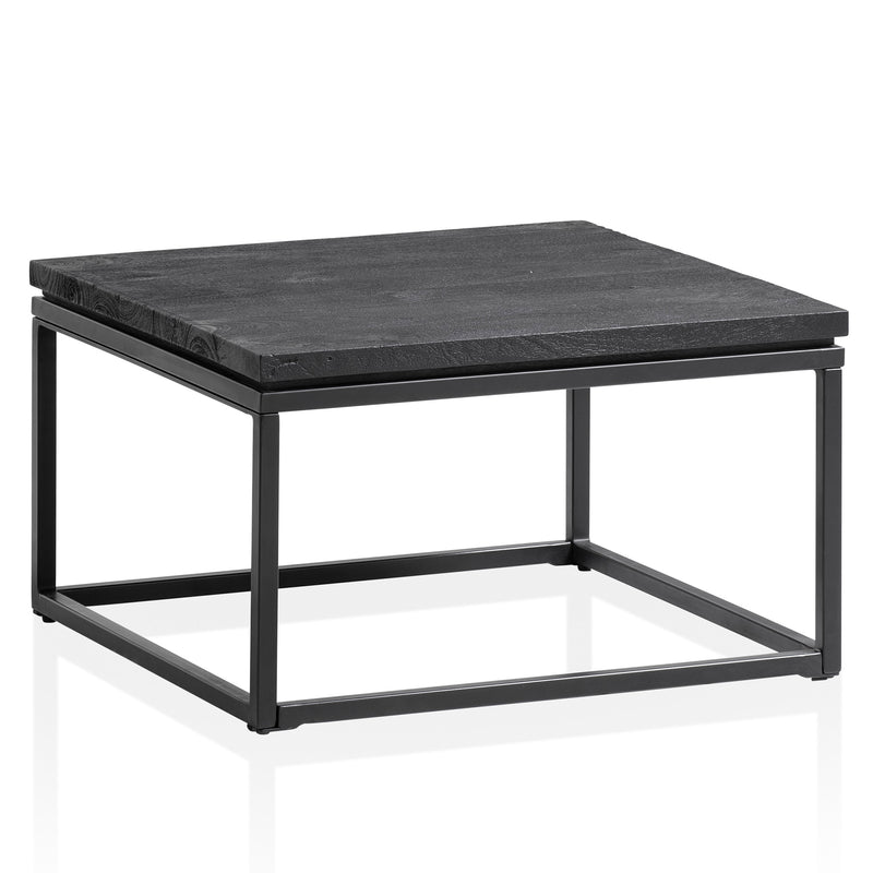 Couchtisch Mango Massivholz Metall Schwarz 60x60x35cm Modern Quadrat
