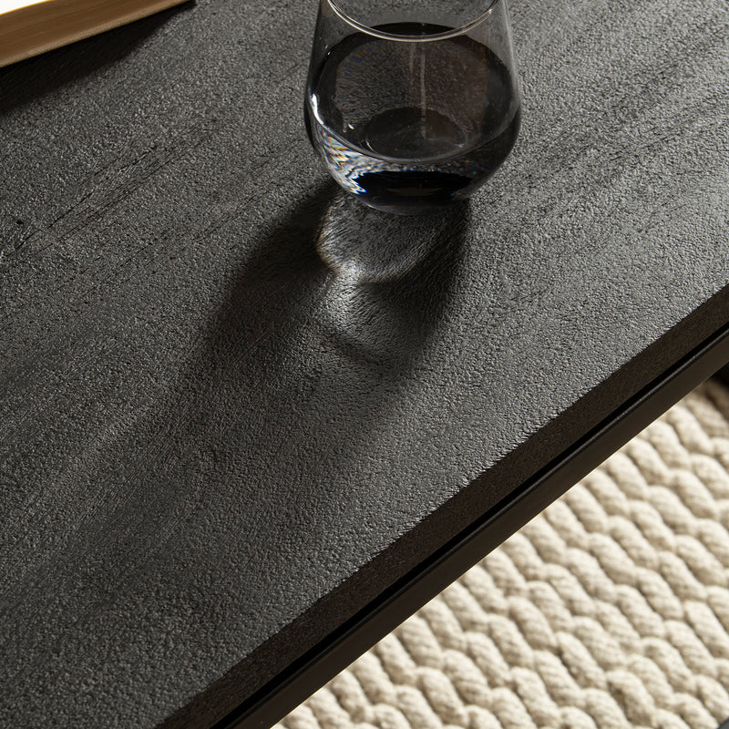 Couchtisch 120x60x40cm Mango Massivholz Metall Schwarz Modern