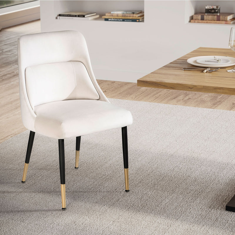 Esszimmerstuhl Samt Beige mit schwarzen Beinen Modern Polsterstuhl