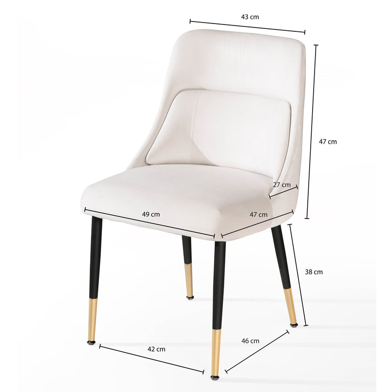 Esszimmerstuhl Samt Beige mit schwarzen Beinen Modern Polsterstuhl