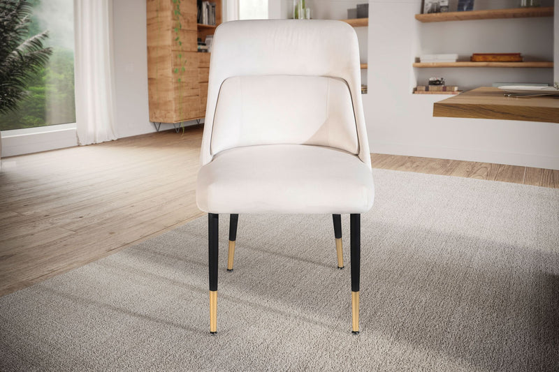 Esszimmerstuhl Samt Beige mit schwarzen Beinen Modern Polsterstuhl