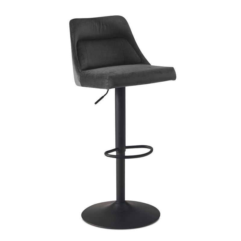 Barhocker Samt Grau höhenverstellbar 86-106cm Metallfuß gepolstert