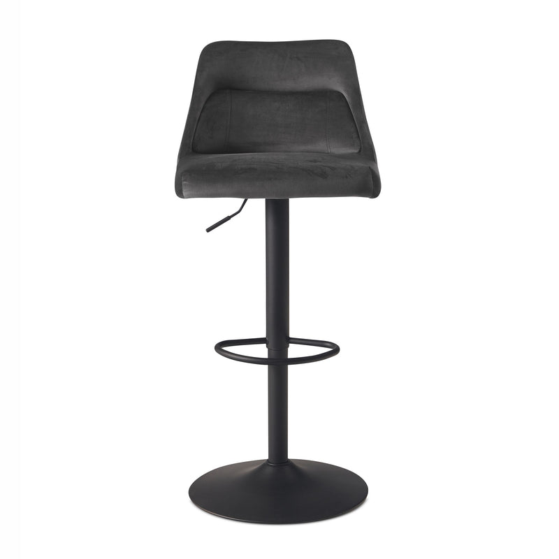 Barhocker Samt Grau höhenverstellbar 86-106cm Metallfuß gepolstert