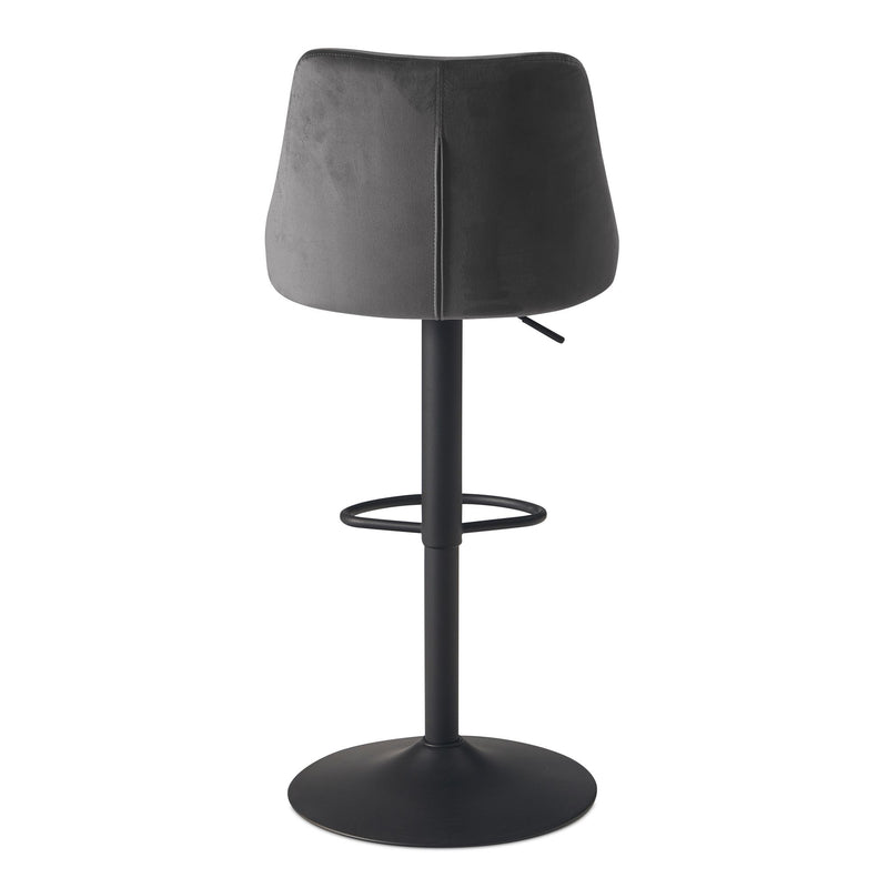 Barhocker Samt Grau höhenverstellbar 86-106cm Metallfuß gepolstert