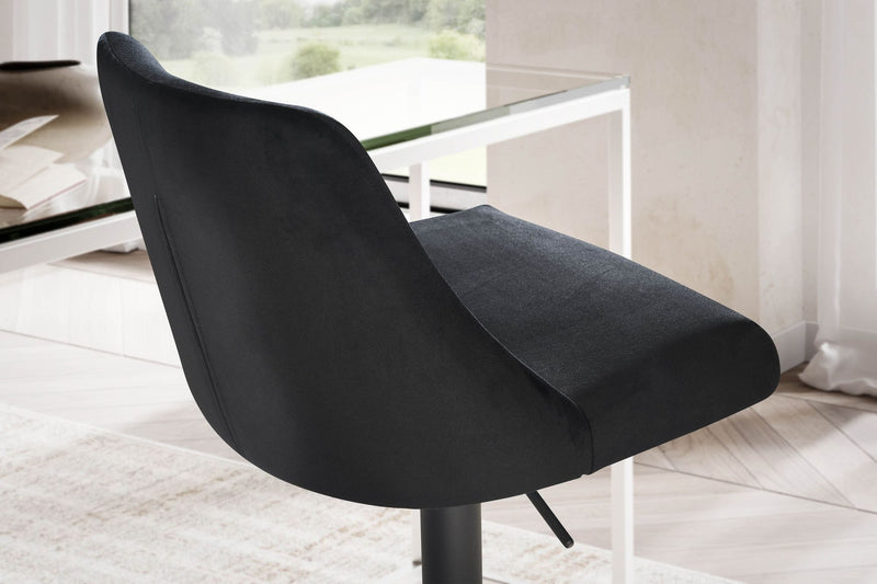 Barhocker Samt Schwarz höhenverstellbar 86-106cm Metallfuß gepolstert