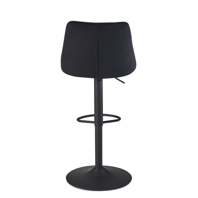 Barhocker Samt Schwarz höhenverstellbar 86-106cm Metallfuß gepolstert