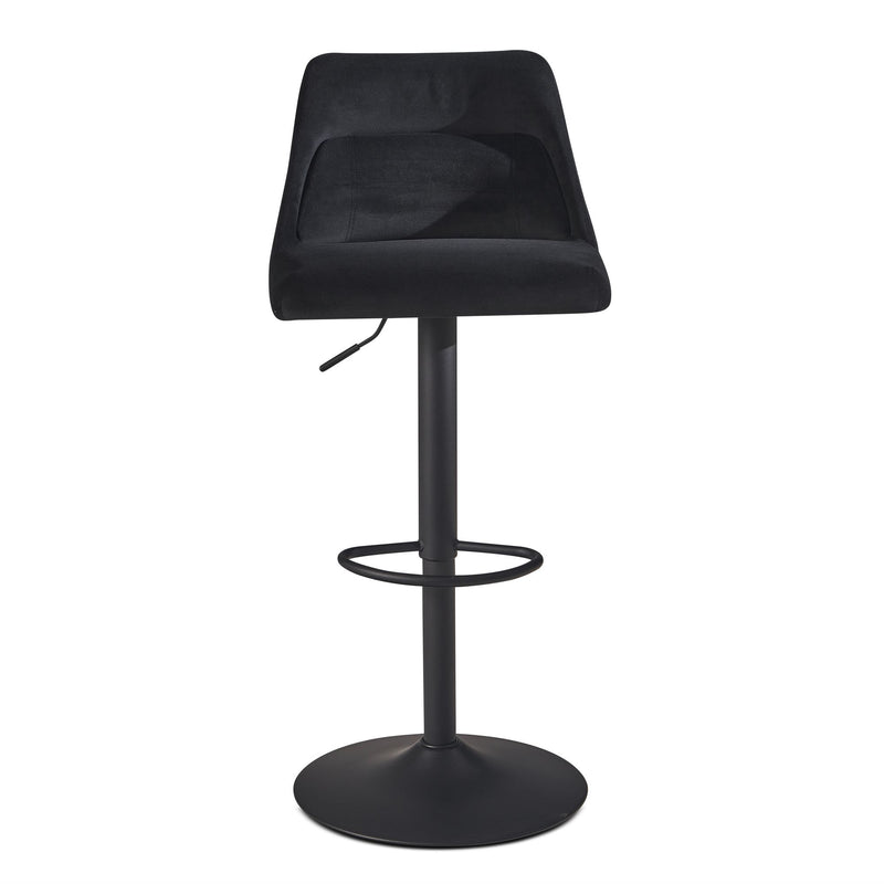 Barhocker Samt Schwarz höhenverstellbar 86-106cm Metallfuß gepolstert