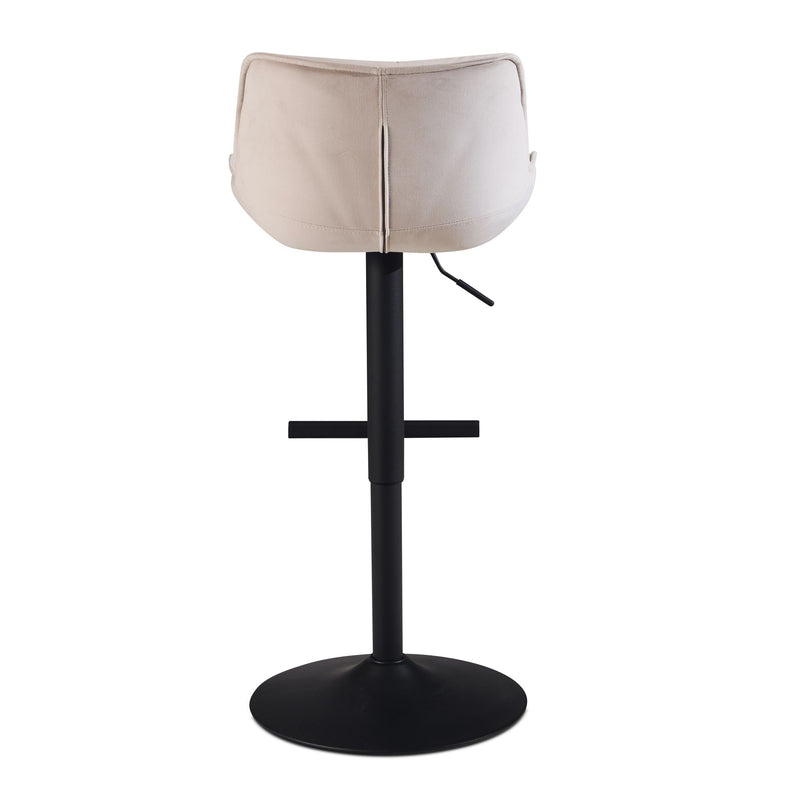 Barhocker Samt Beige höhenverstellbar 86-106cm Metallfuß gepolstert