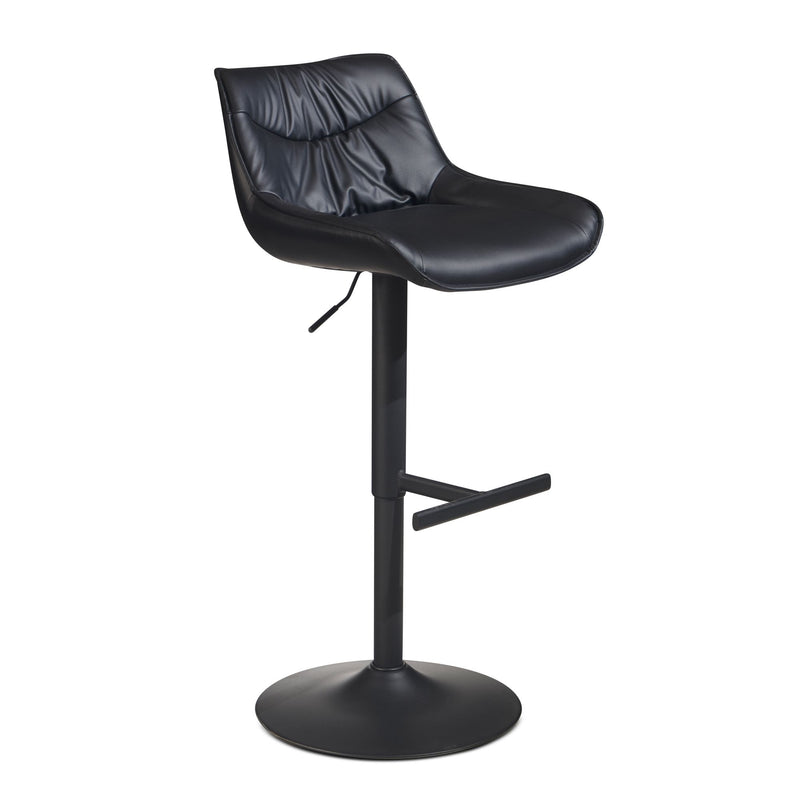 Barhocker Kunstleder Schwarz höhenverstellbar Metallfuß gepolstert