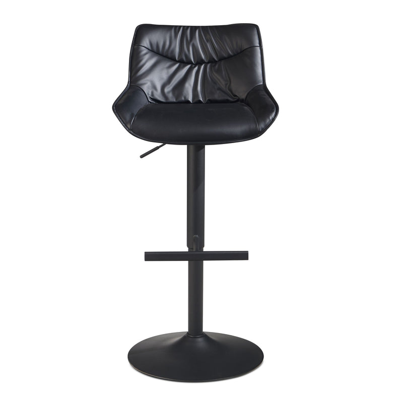 Barhocker Kunstleder Schwarz höhenverstellbar Metallfuß gepolstert
