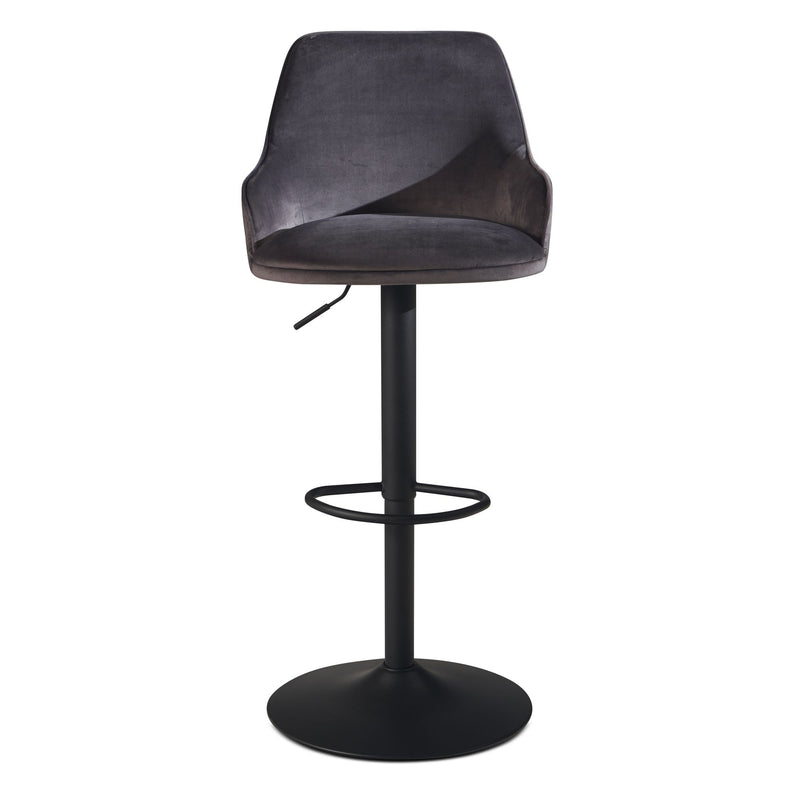 Barhocker Samt Grau höhenverstellbar 86-106cm Metallfuß gepolstert