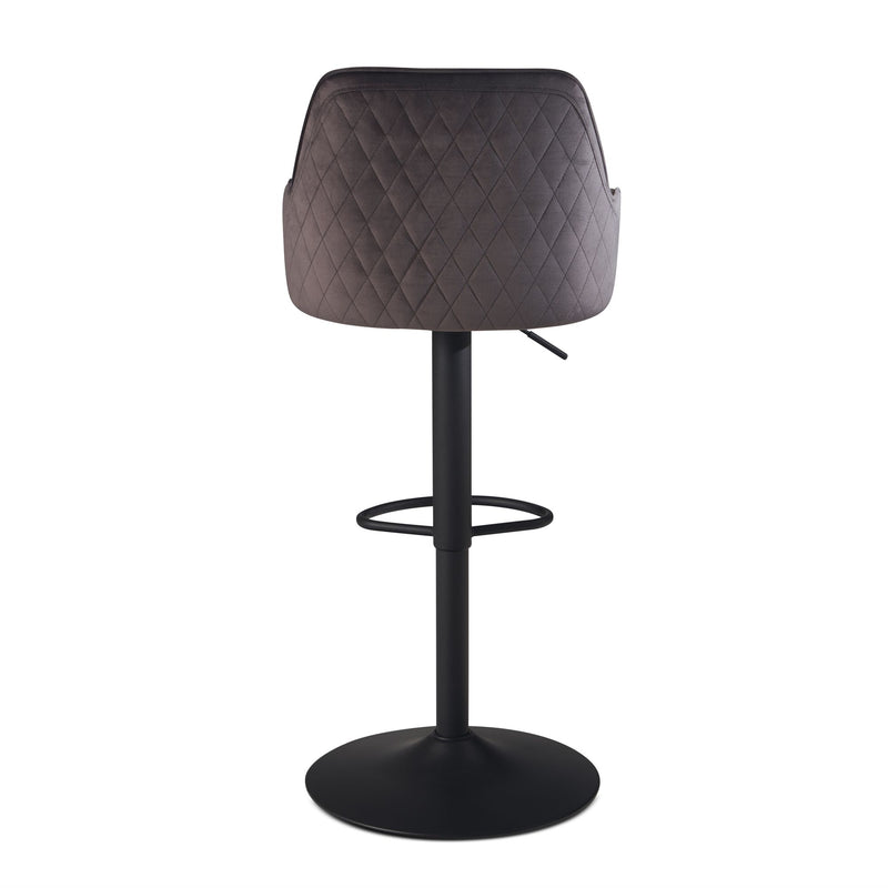 Barhocker Samt Grau höhenverstellbar 86-106cm Metallfuß gepolstert