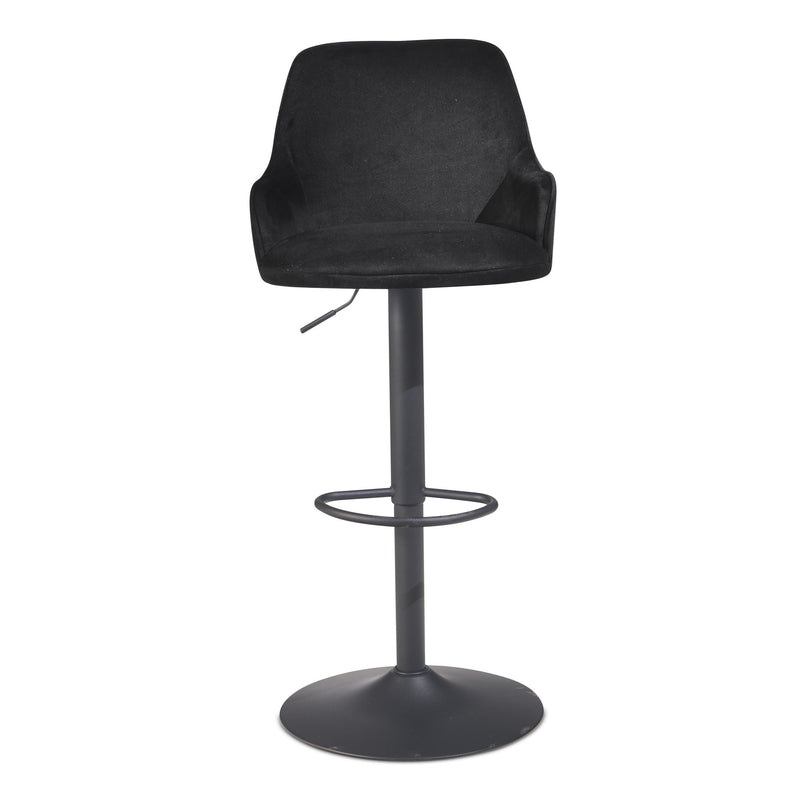 Barhocker Samt Schwarz höhenverstellbar 86-106cm Metallfuß gepolstert