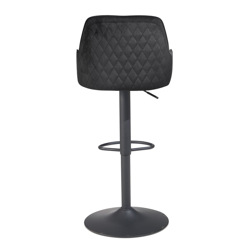 Barhocker Samt Schwarz höhenverstellbar 86-106cm Metallfuß gepolstert