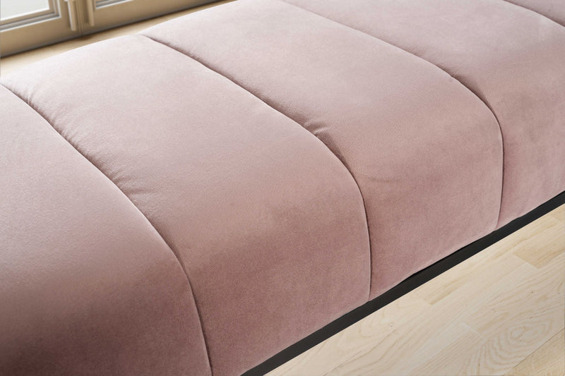 Sitzbank Samt Rosa 108x40x40cm Metallgestell Modern Gesteppt