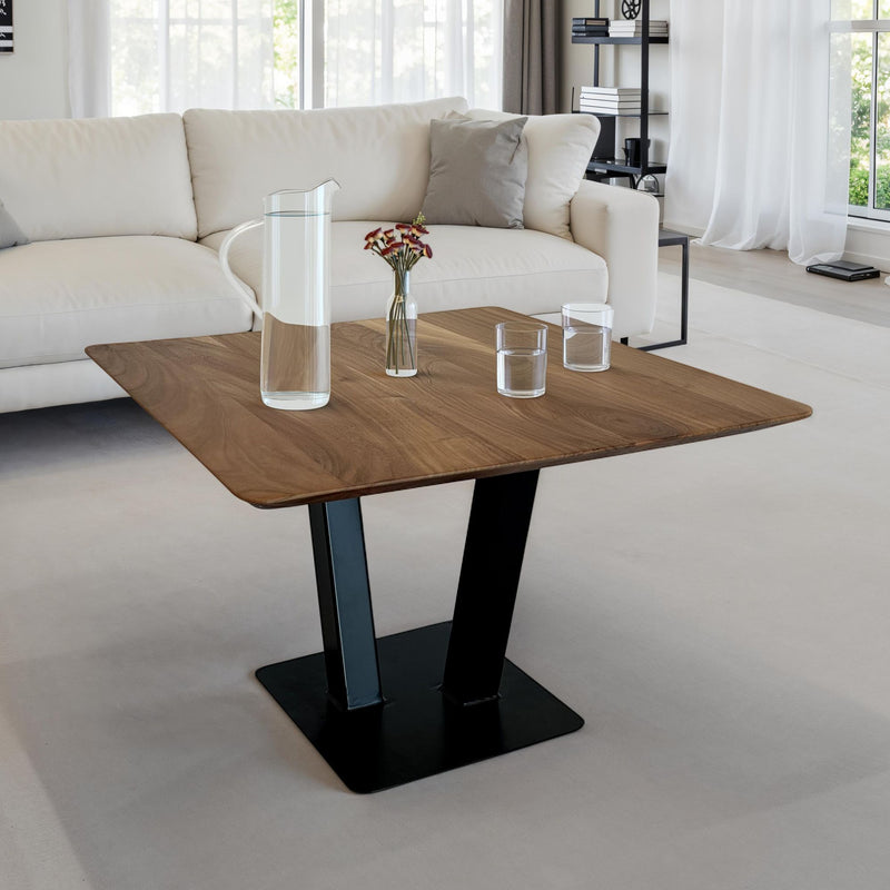Couchtisch 60x60x40cm Akazie Massivholz Metall Industrial Design