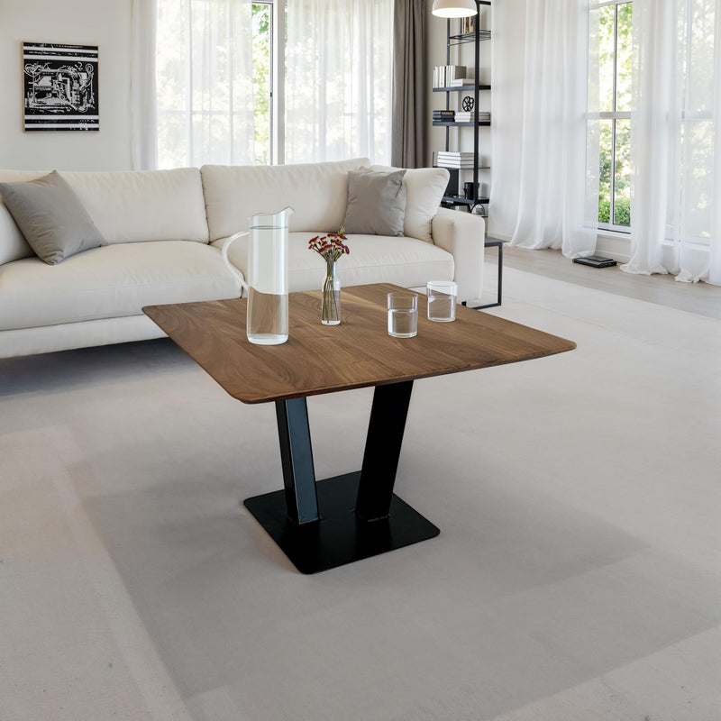 Couchtisch 60x60x40cm Akazie Massivholz Metall Industrial Design