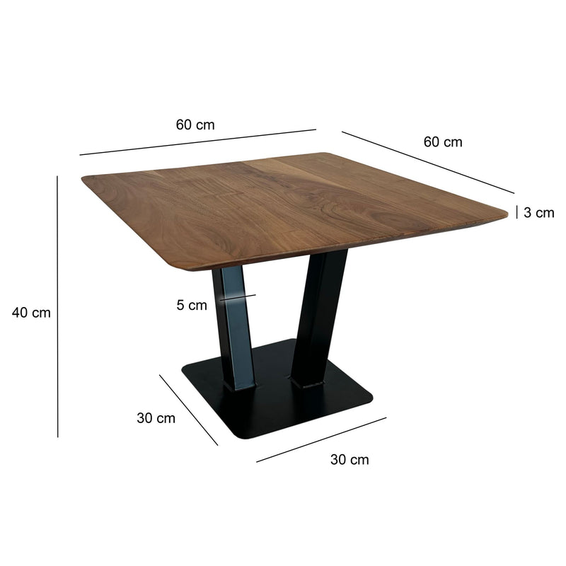 Couchtisch 60x60x40cm Akazie Massivholz Metall Industrial Design