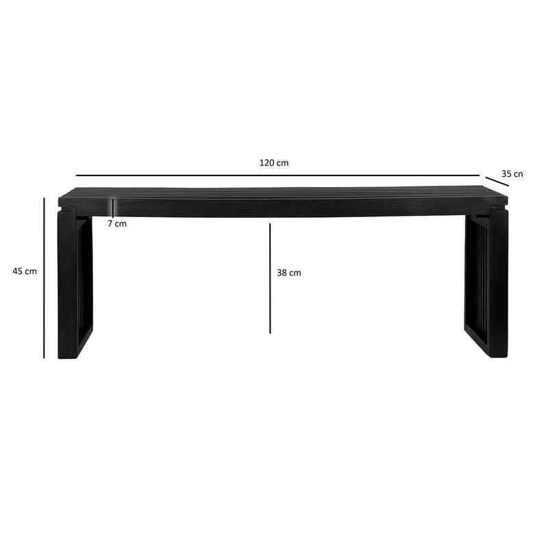 Sitzbank 120cm Akazie Massivholz Schwarz modern Flur Schlafzimmer