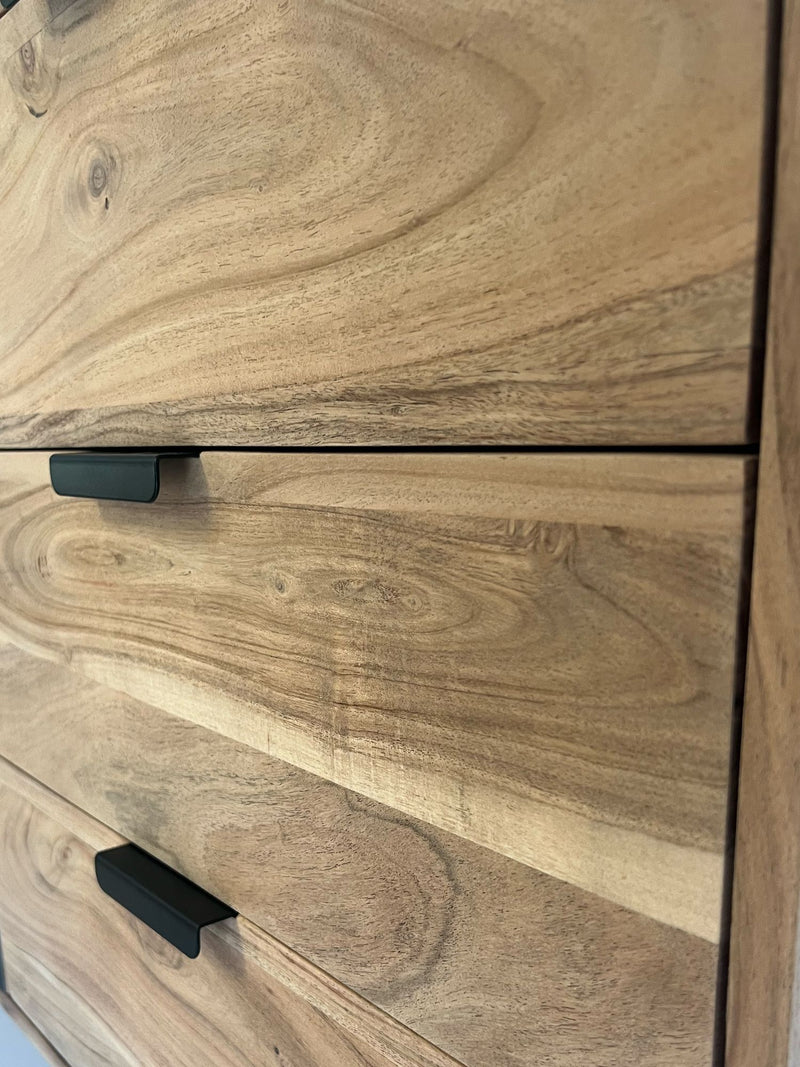 Sideboard Akazie Massivholz 175x76x40cm Steinoptik 2 Türen 3 Schubladen